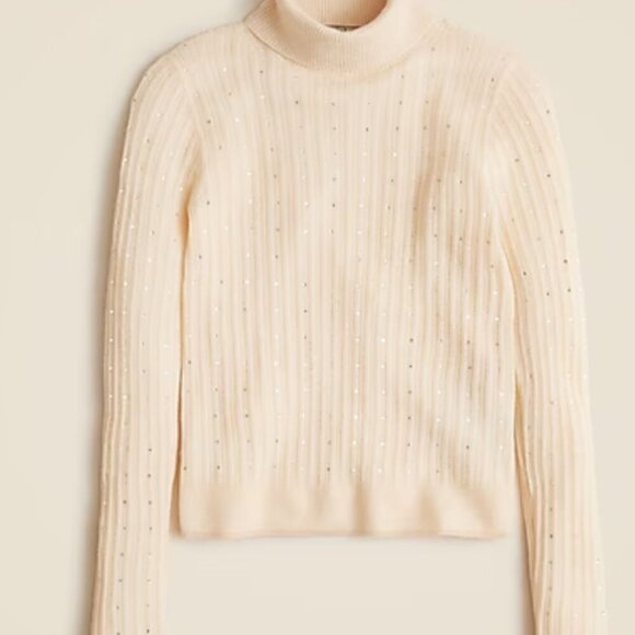 J. Crew Featherweight cashmere turtleneck sweater with rhinestones Size Small - Picture 4 of 11